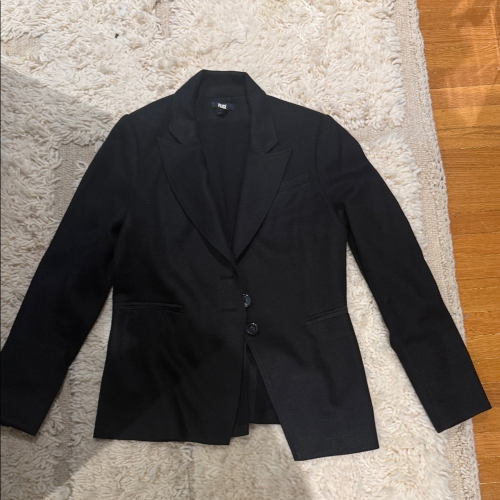 PAIGE women’s Two-Button Blazer black tuxedo striped velvet blazer